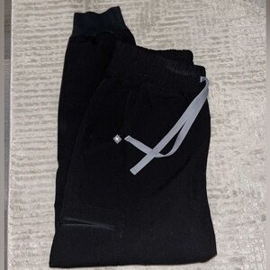 Figs Women's Black Joggers with Gray Drawstring